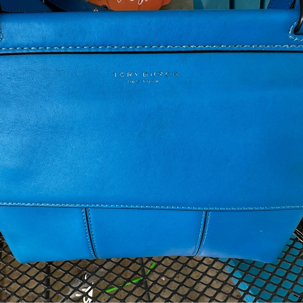 Tory Burch T Block Blue Leather Women's crossbody bag